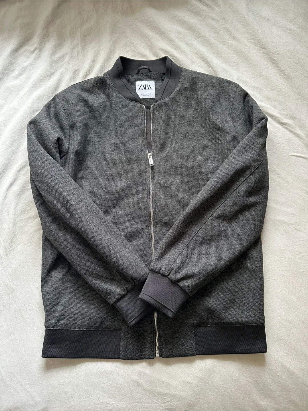 Zara Men’s Fabric Bomber Jacket - Large - Grey image indicator(2)