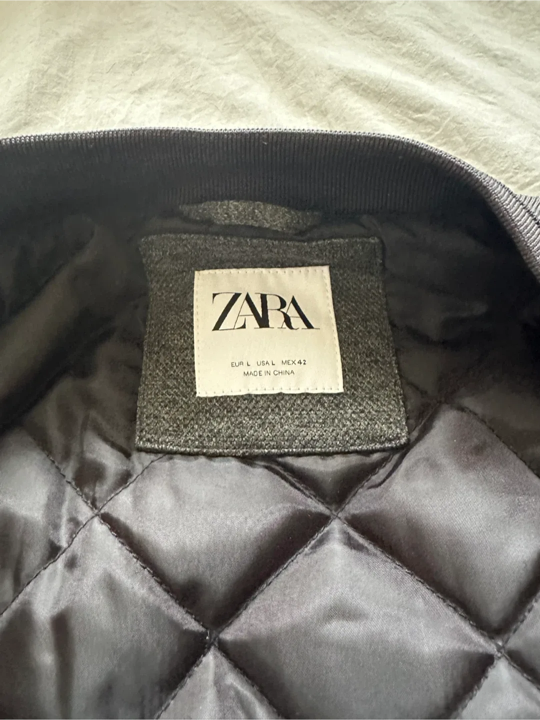 Zara Men’s Fabric Bomber Jacket - Large - Grey image indicator(4)