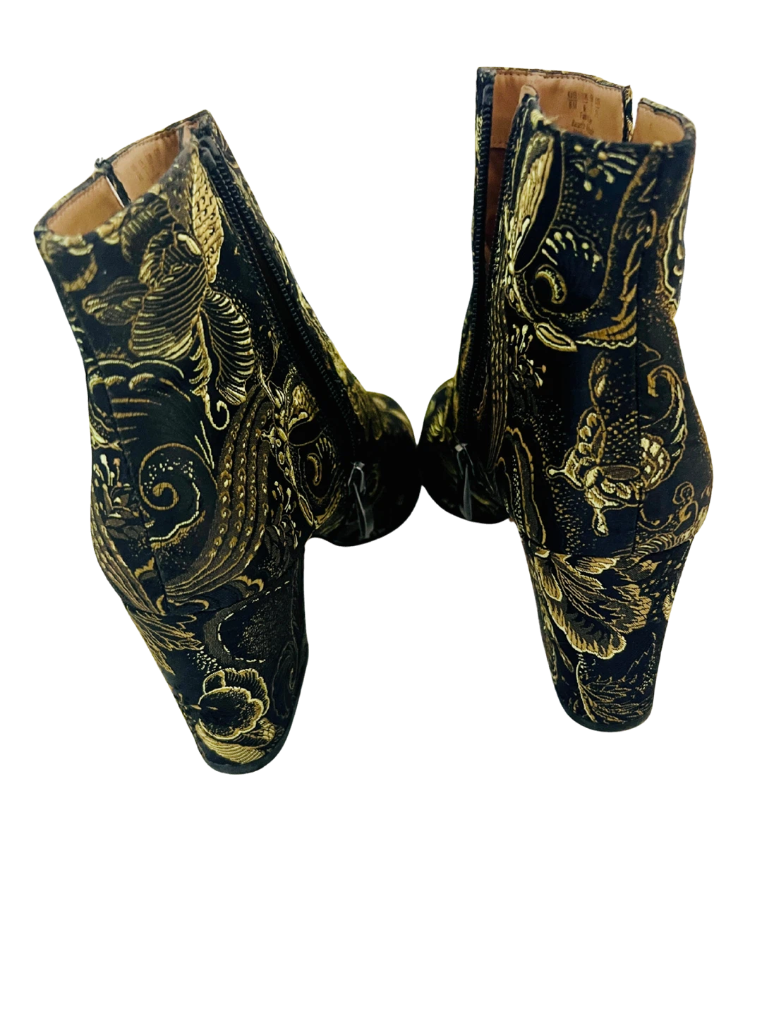 Franco Sarto Black & Gold Embroidered Booties - photo 2