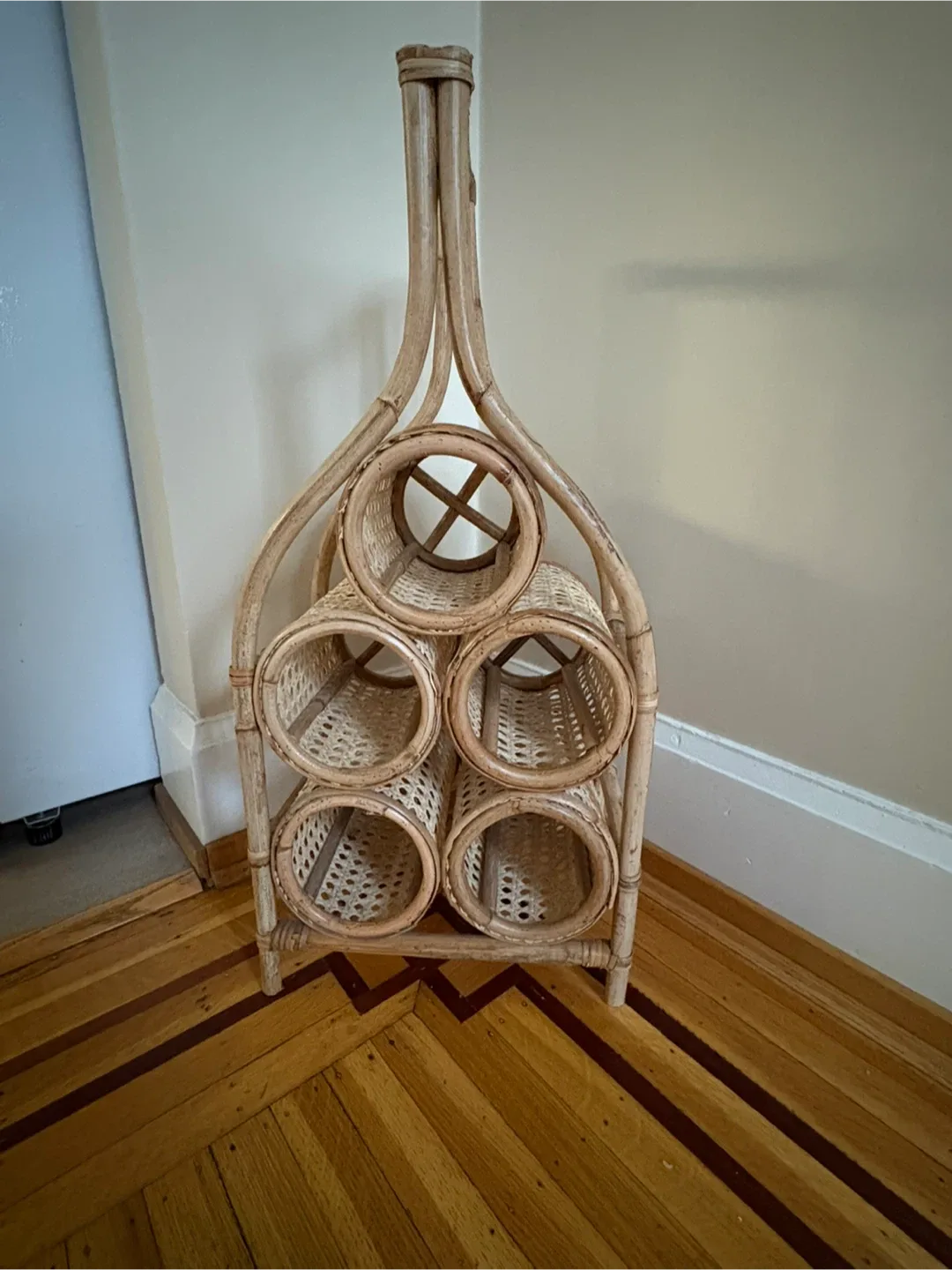 Rattan Wine Rack - Holds 5 Bottles