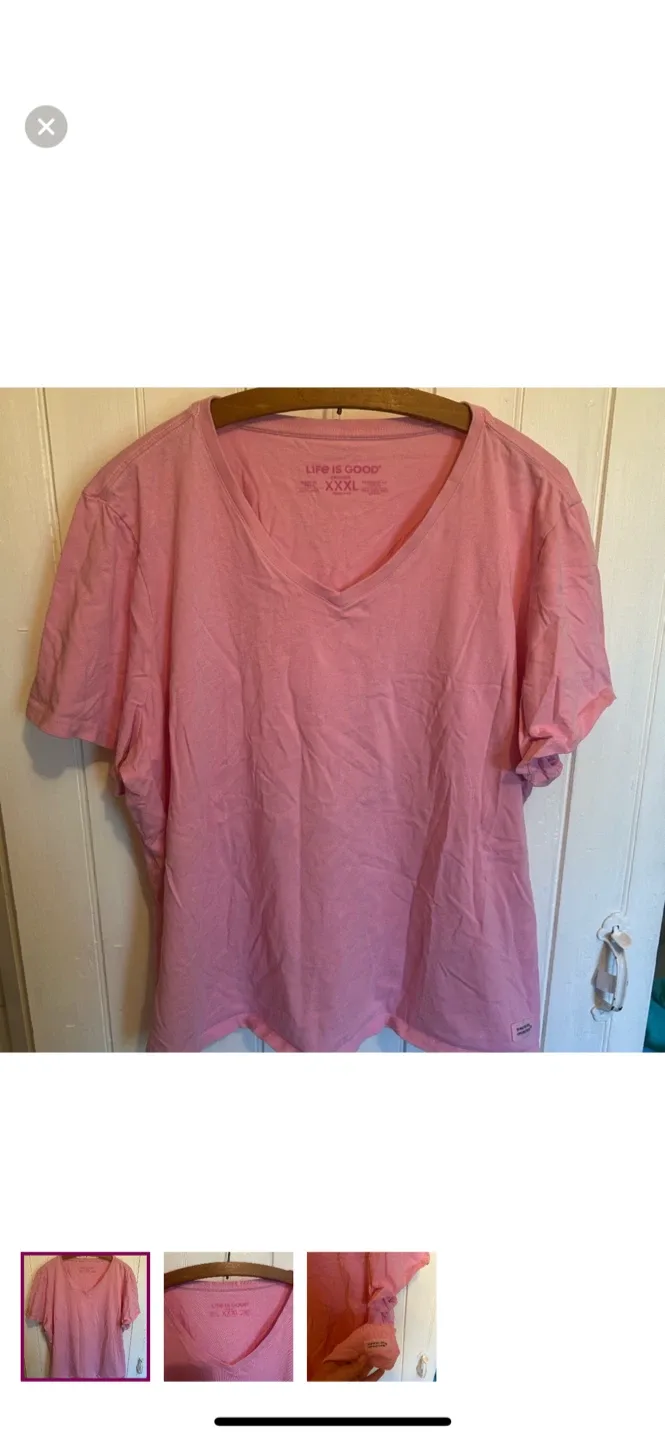 Life is Good Pink V-Neck Tee XXXL