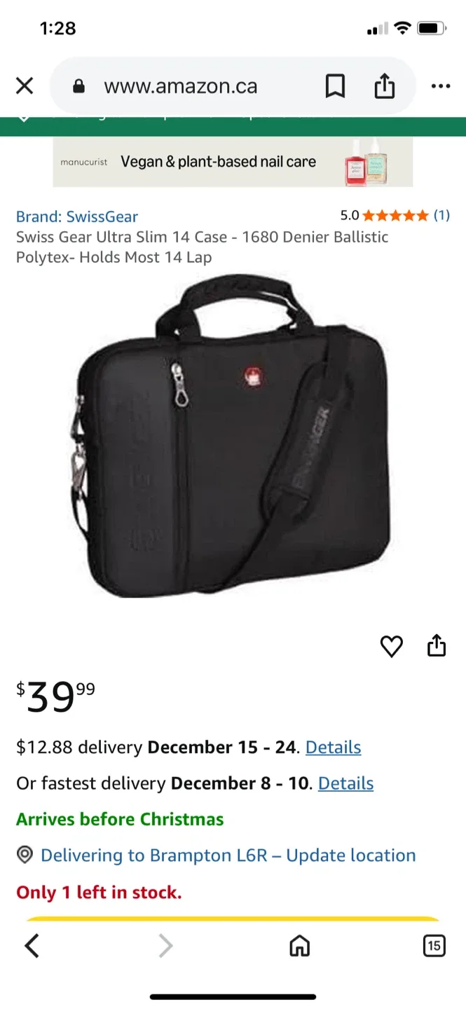 New Swiss Gear Ultra Slim Laptop 14 Case