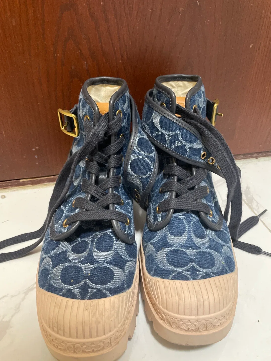 Coach Denim Lug Sole Boots