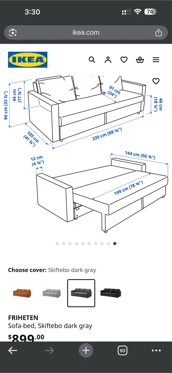 IKEA FRIHETEN Sofa-bed, Brown image indicator(2)