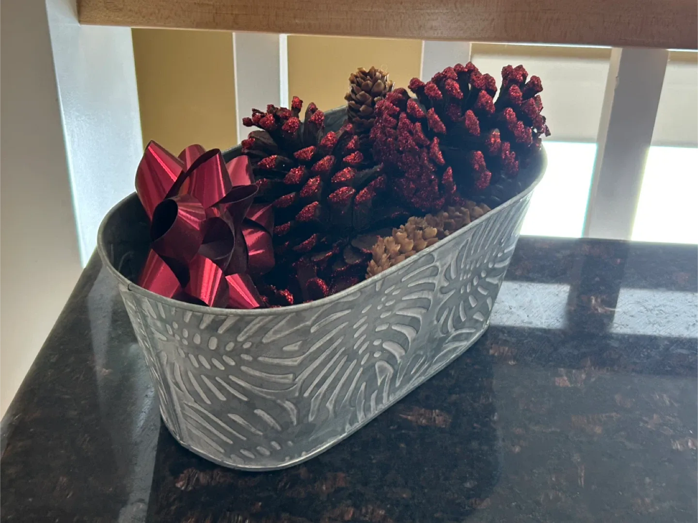 Decorative Pinecones in Metal Tub image indicator(2)