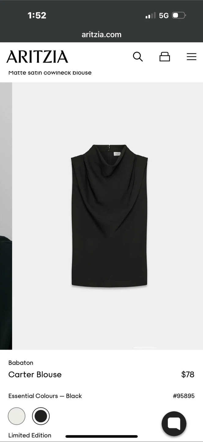 Aritzia Babaton Carter Blouse - Black - photo 2