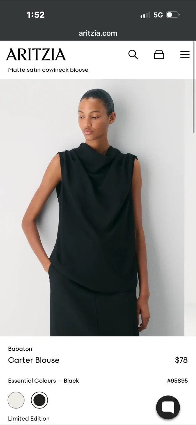 Aritzia Babaton Carter Blouse - Black