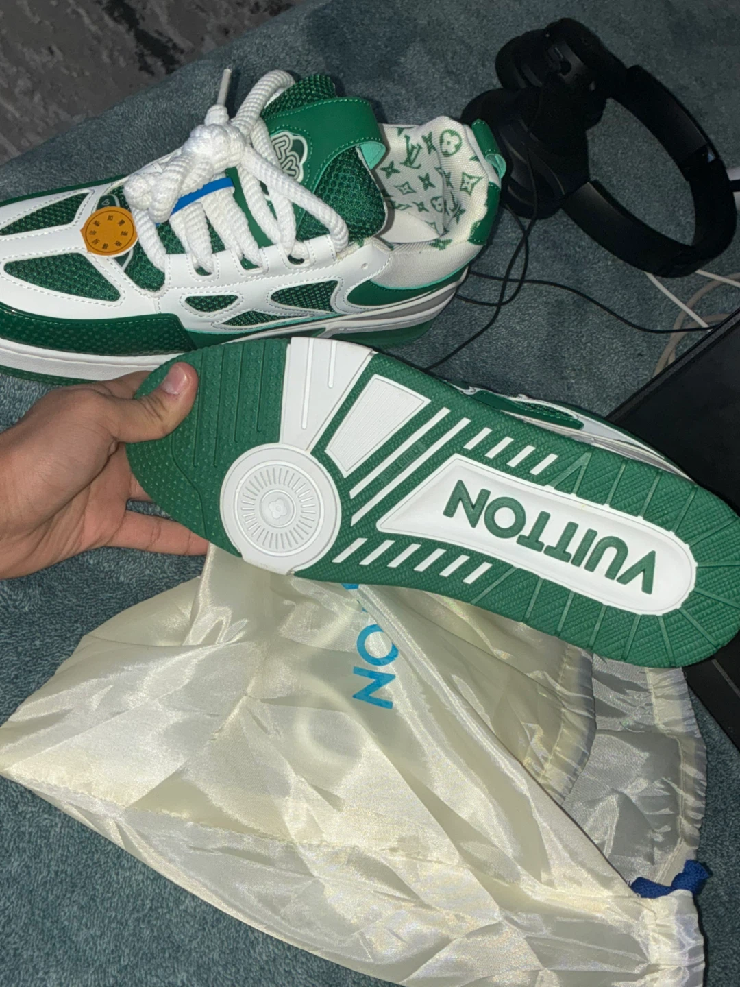 Louis Vuitton Trainer Green/White Sneakers - photo 2