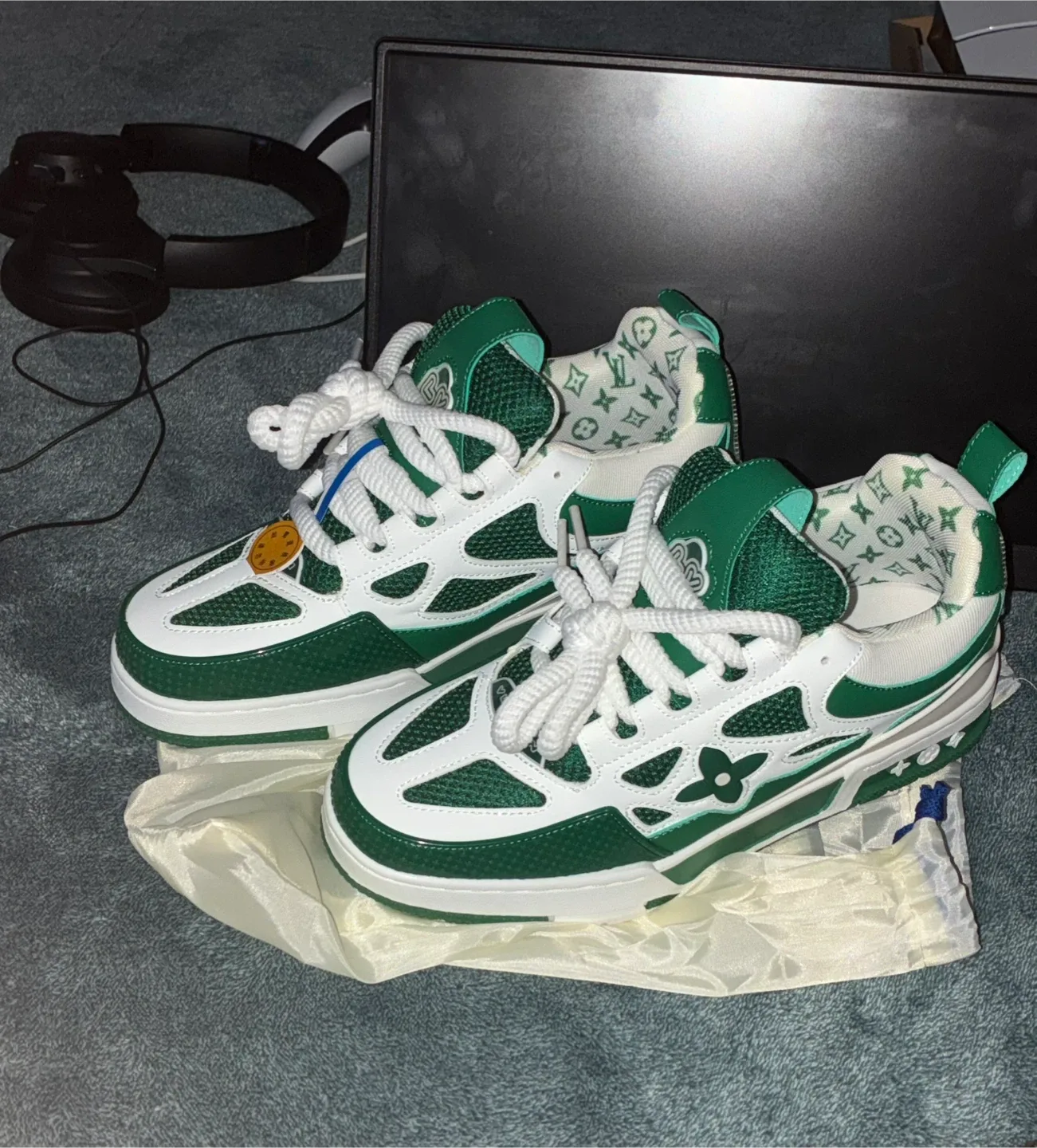 Louis Vuitton Trainer Green/White Sneakers
