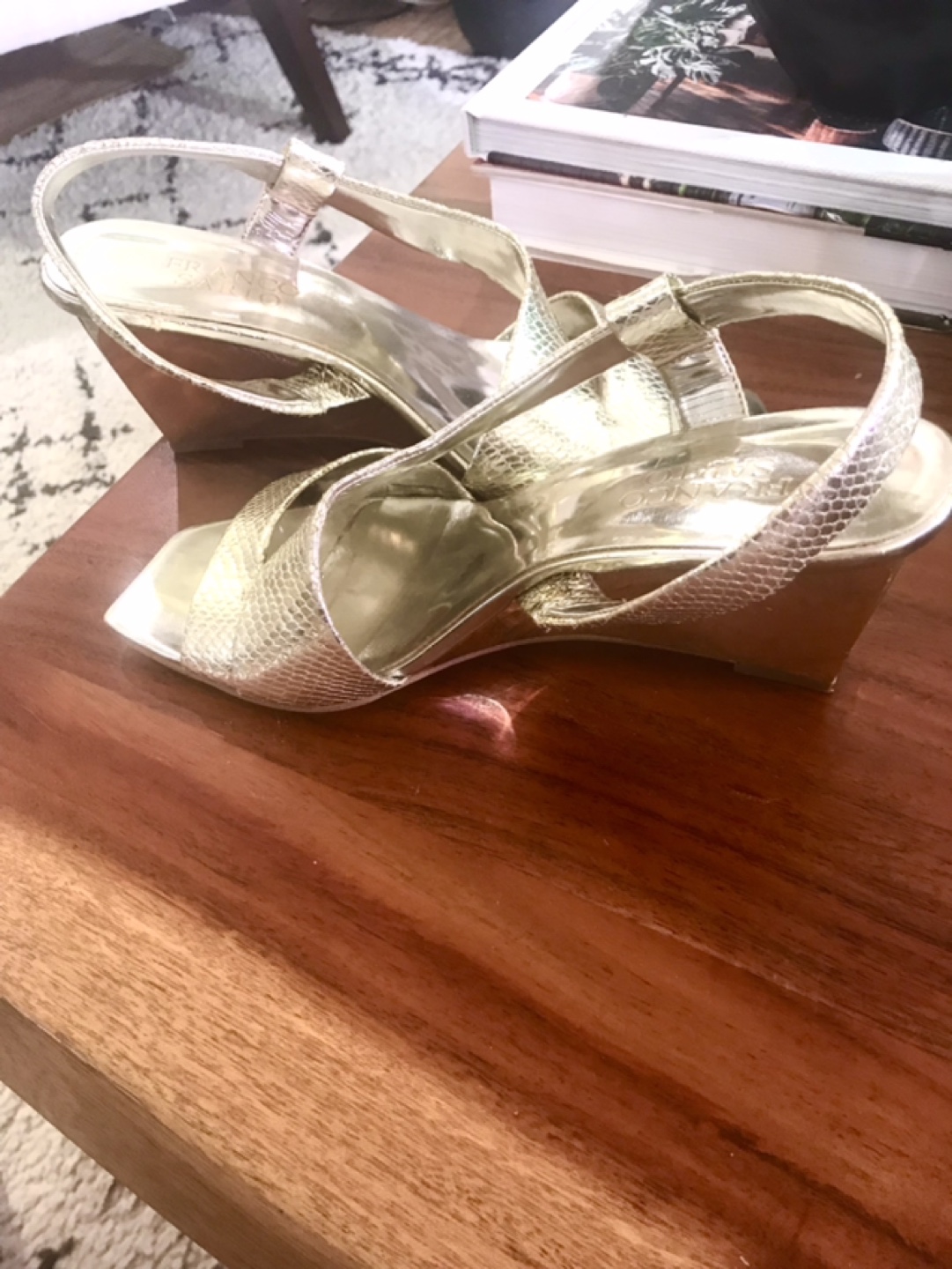 Franco Sarto Gold Wedge Sandals, Size 7.5 - photo 3
