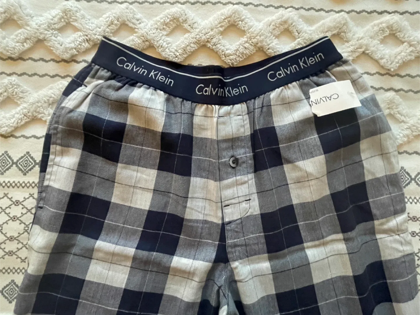 New Calvin Klein Dover Plaid Blue Sleep Pant - Size S #Cleanout image indicator(3)