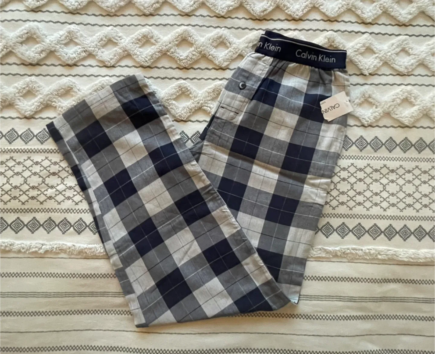 New Calvin Klein Dover Plaid Blue Sleep Pant - Size S #Cleanout image indicator(6)