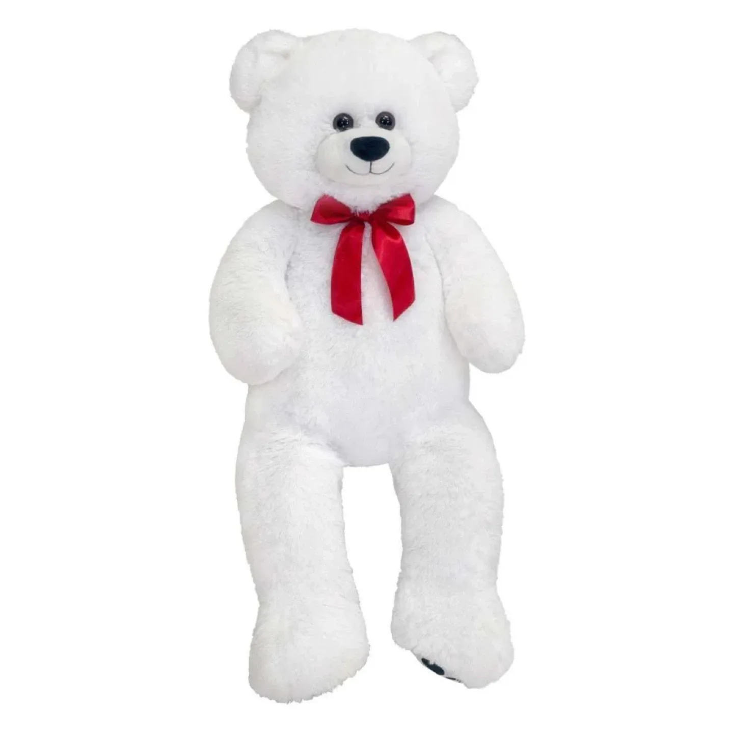 6Ft Giant Plush Teddy Bear - White with Red Ribbon