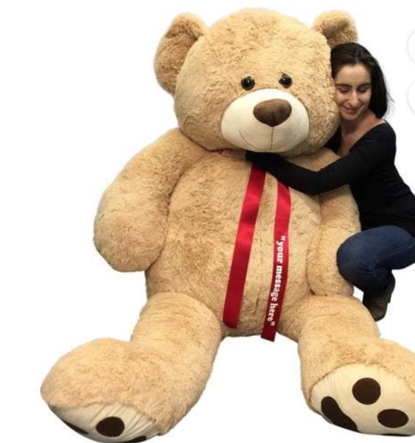 6Ft Giant Plush Teddy Bear - White with Red Ribbon