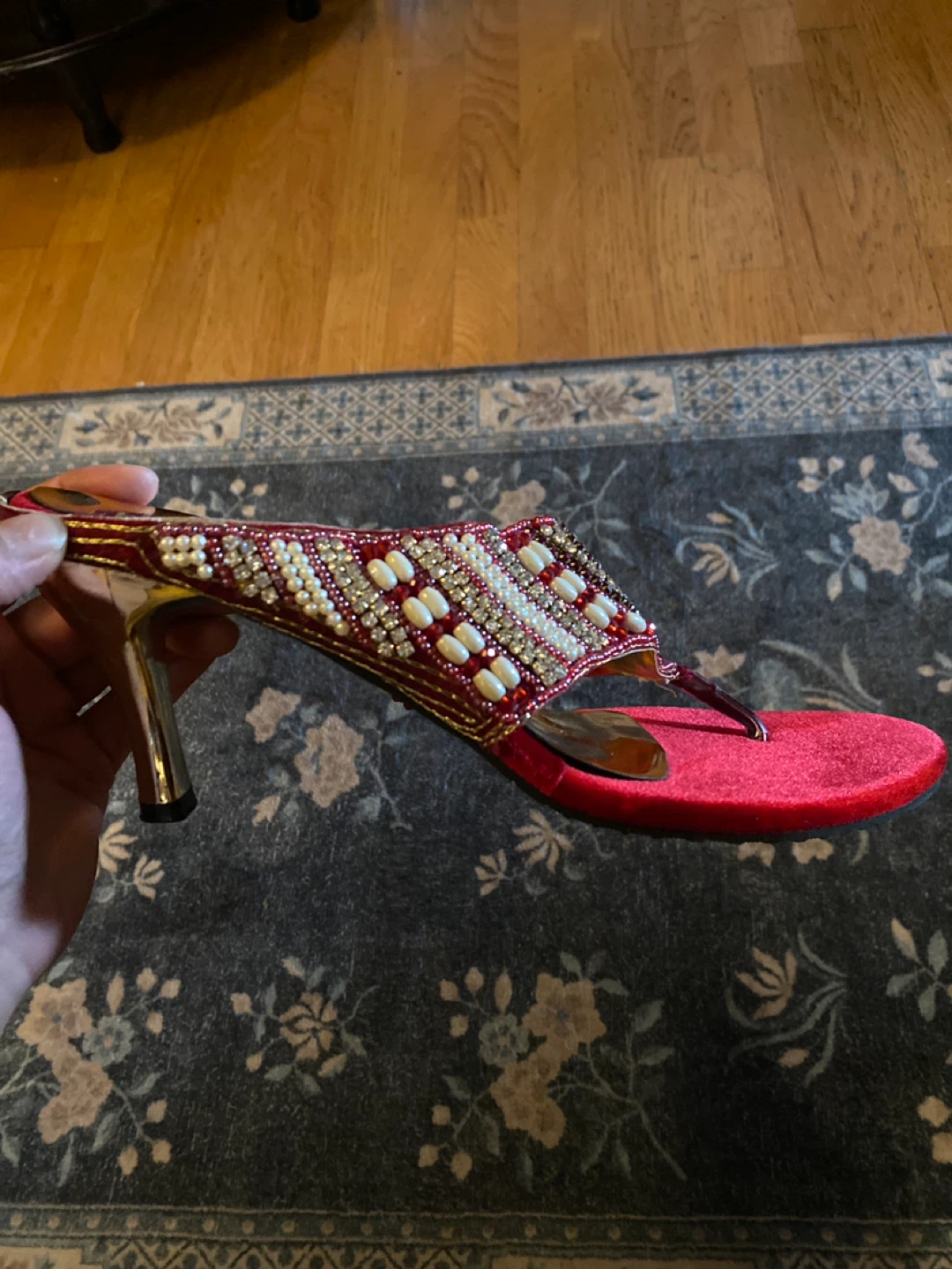 Himani Red Beaded Heels - photo 2