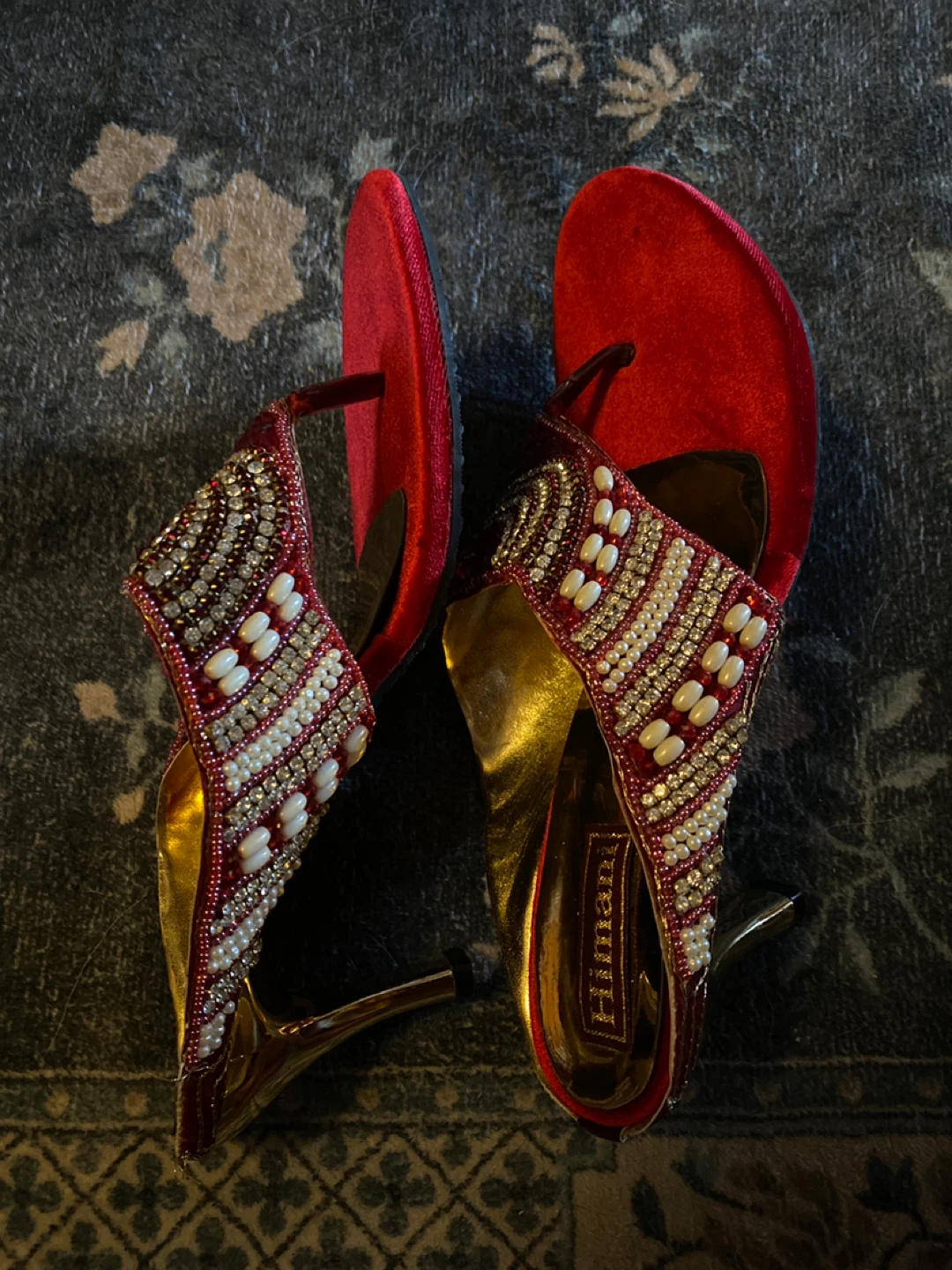 Himani Red Beaded Heels - photo 3