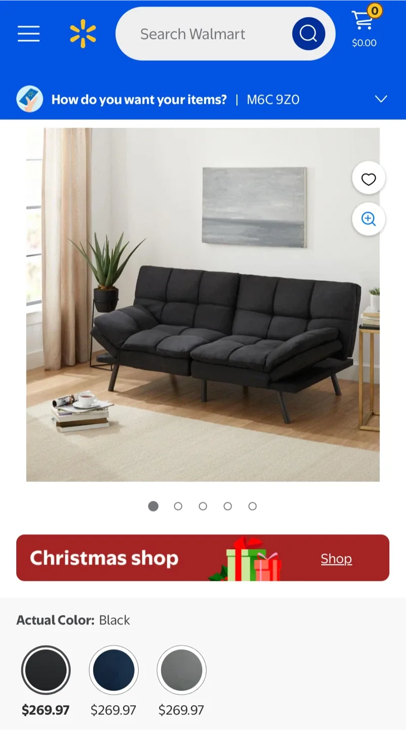 Black Memory Foam Futon Sofa Bed image indicator(2)