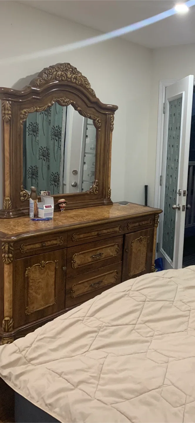 #cleanout Antique Wood Dresser with Mirror