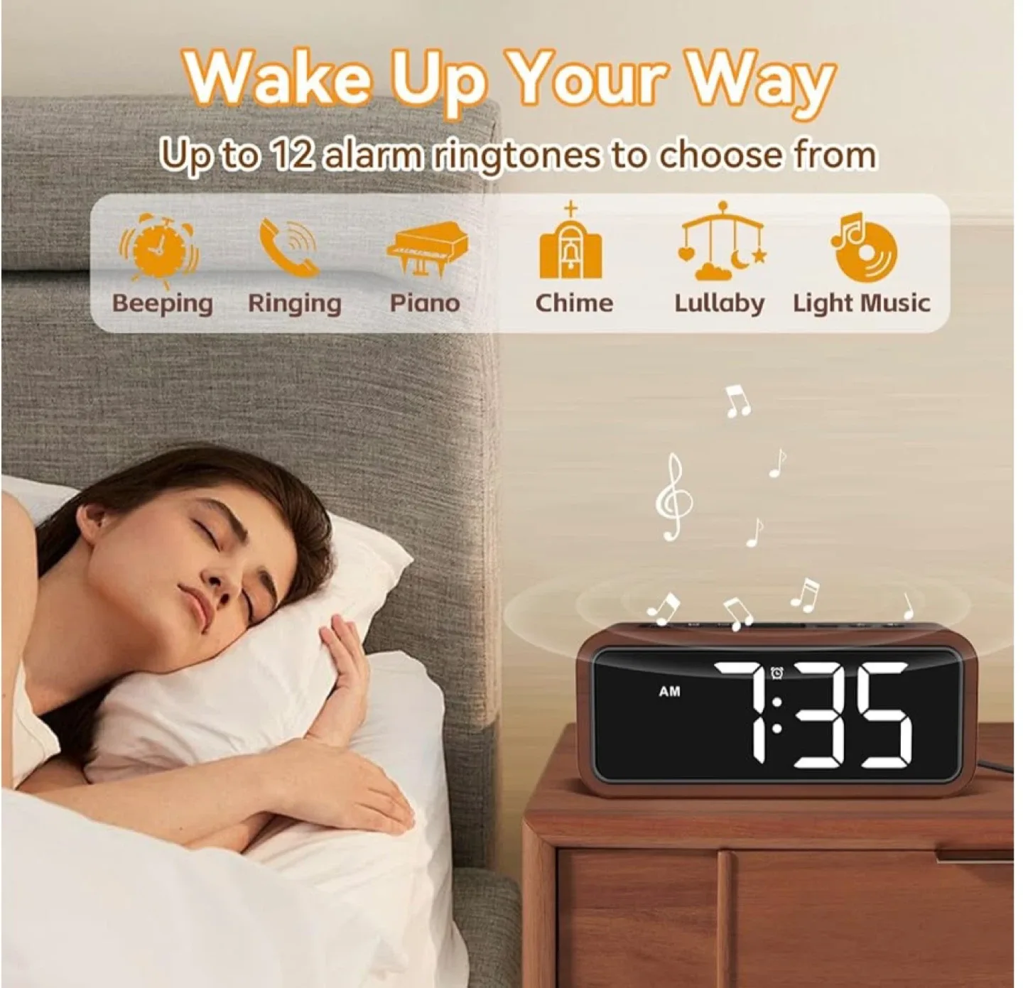 Wooden Digital Alarm Clock image indicator(4)