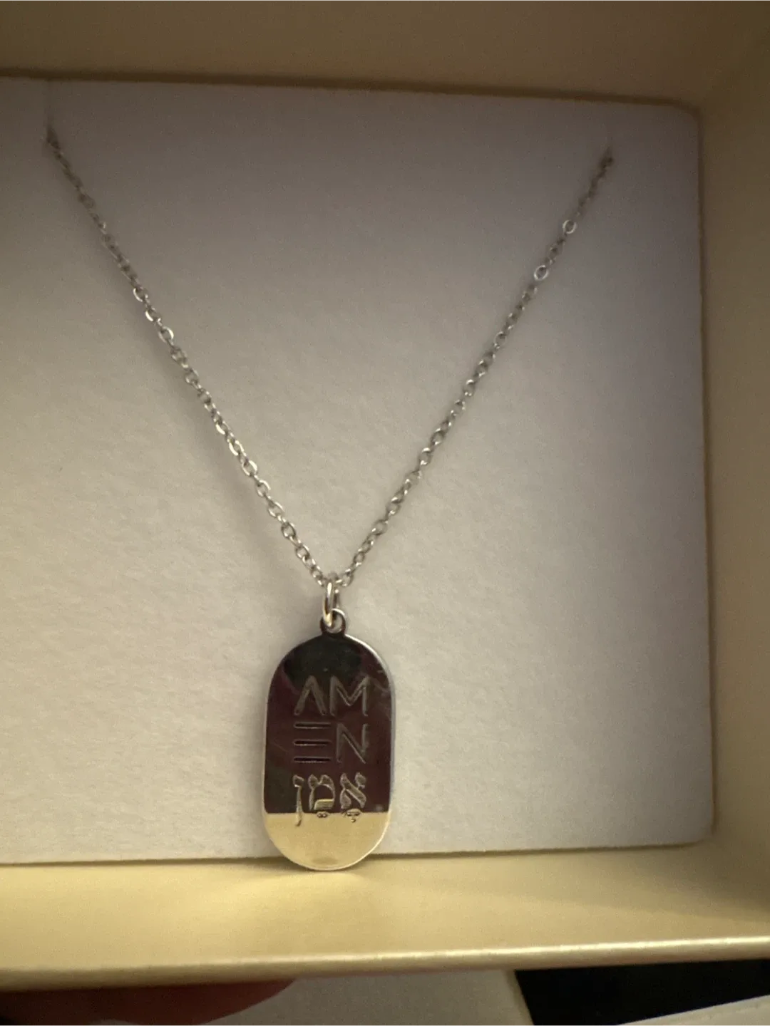 AMEN Double sided Silver Necklace with Box NEW