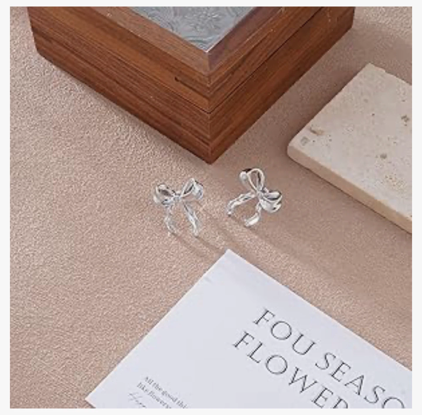 ASCOMY Dainty Bow Earrings - Silver Plaed - photo 4