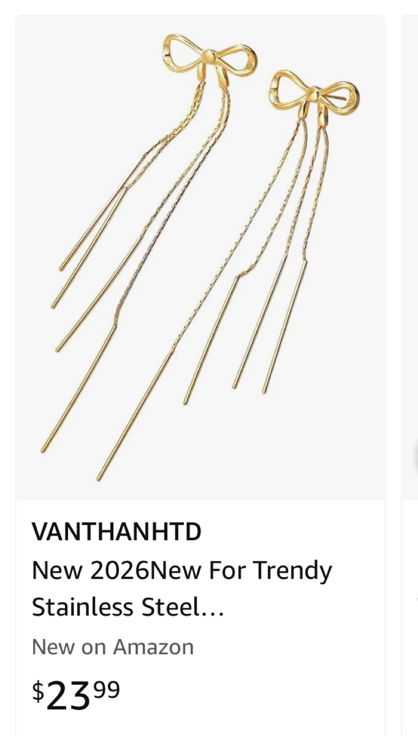 VANTHANHTD Gold Bow Dangle Earrings - New - photo 3