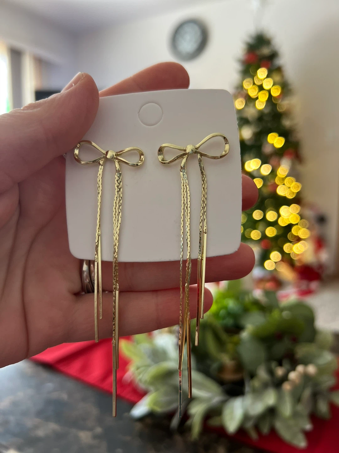 VANTHANHTD Gold Bow Dangle Earrings - New