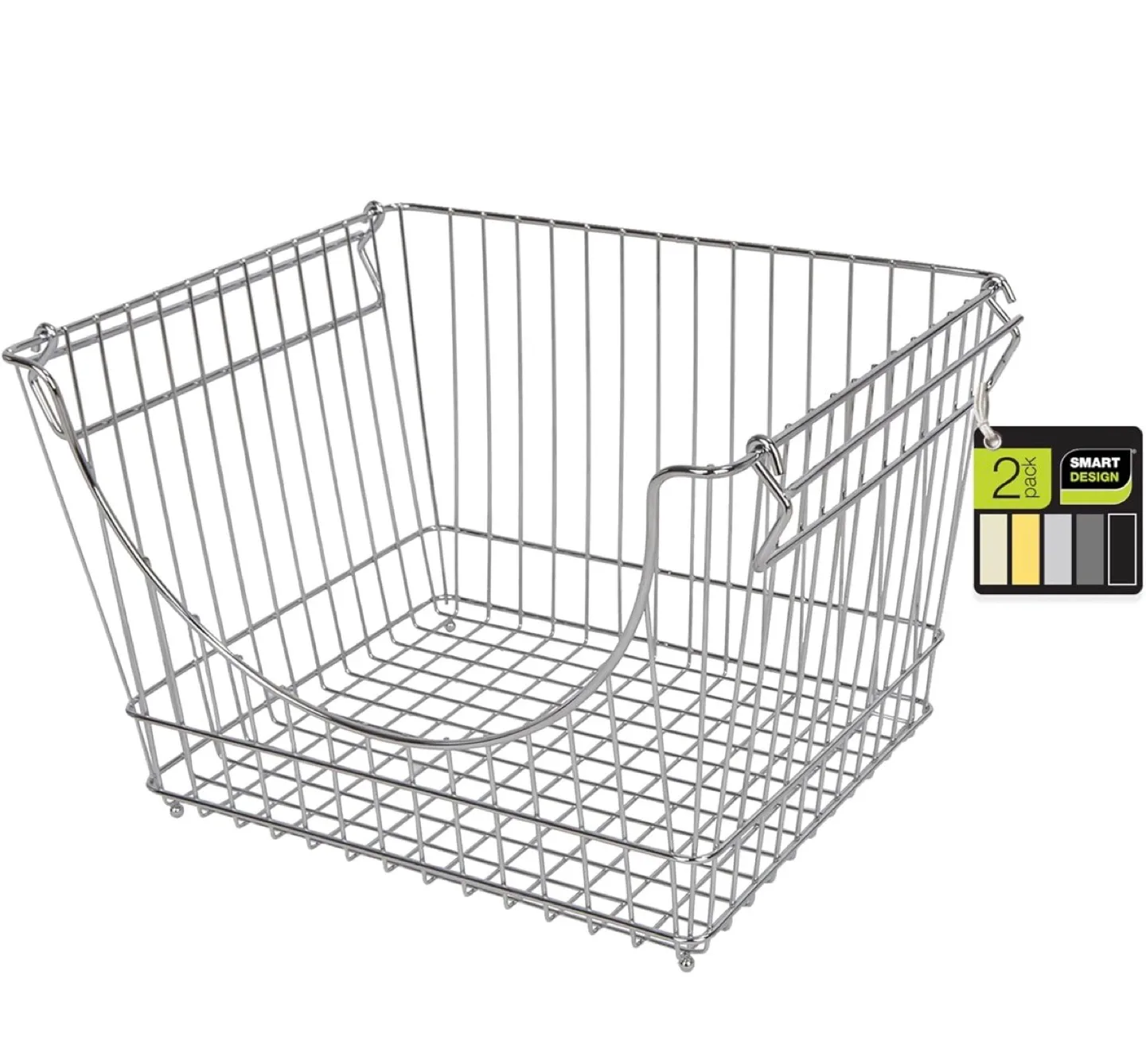 2 Stackable Wire Storage Basket - Silver/Chrome image indicator(3)