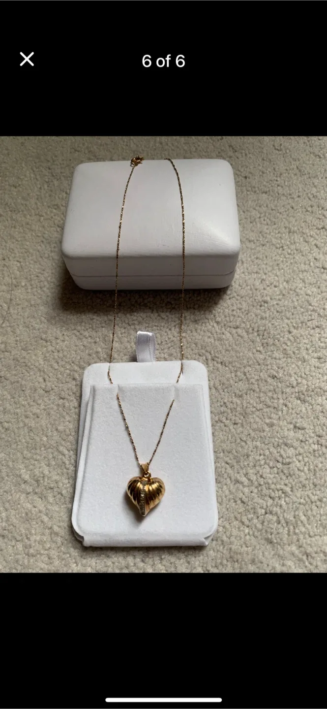 10K Yellow Gold Puffed Heart Pendant by People’s Jewelry