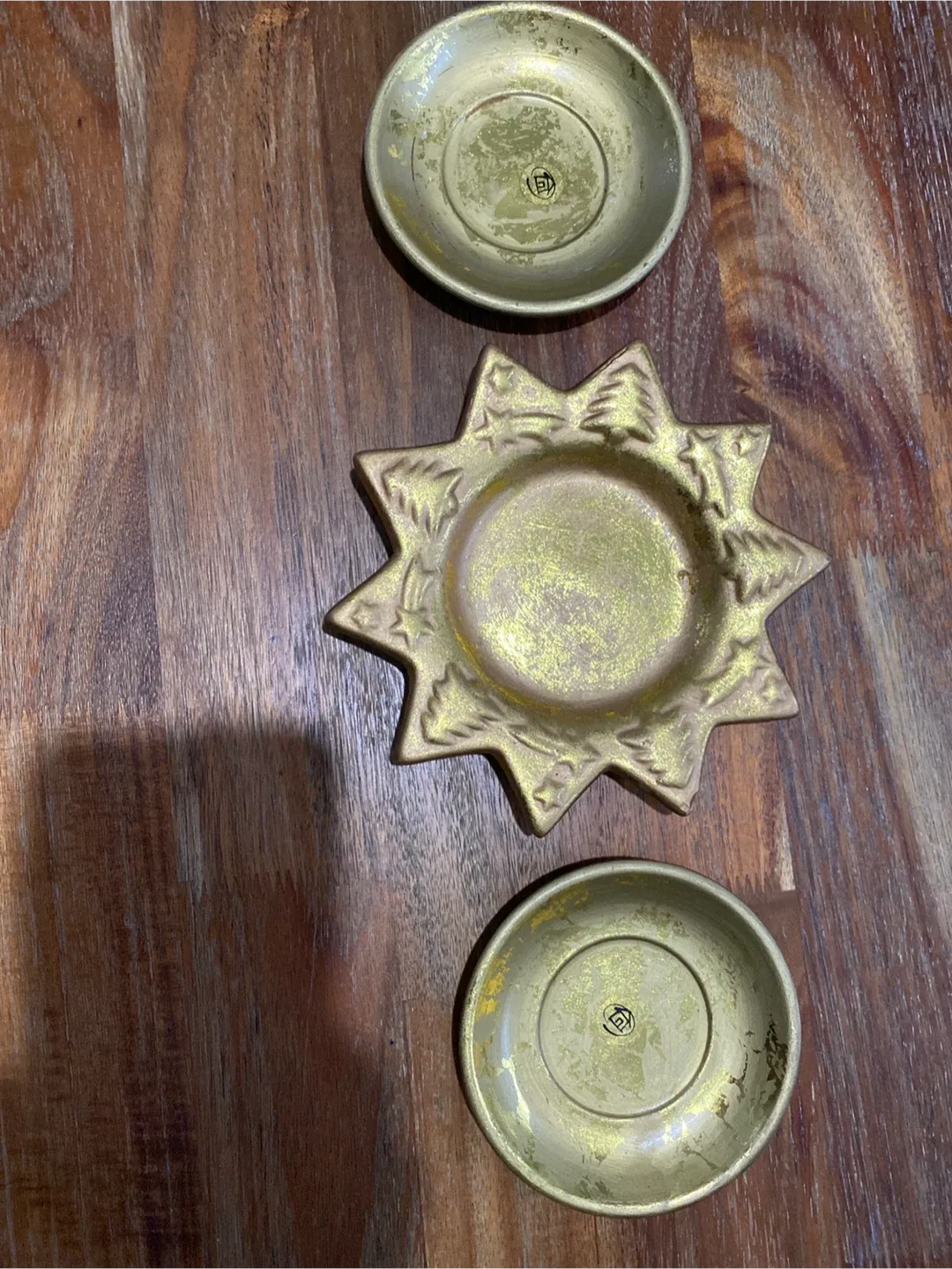 Set of 3 Decorative Gold Candle Holders