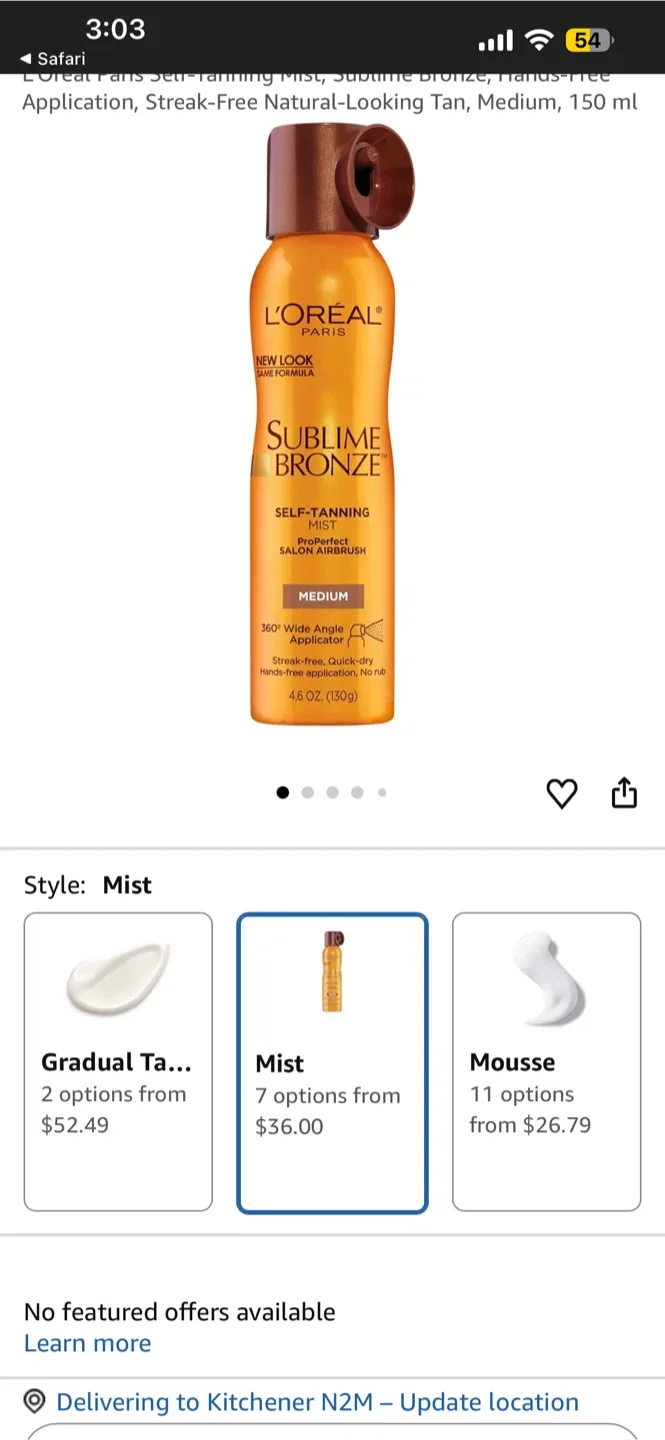 L'Oreal Sublime Bronze Self-Tanning Mist - Medium image indicator(2)