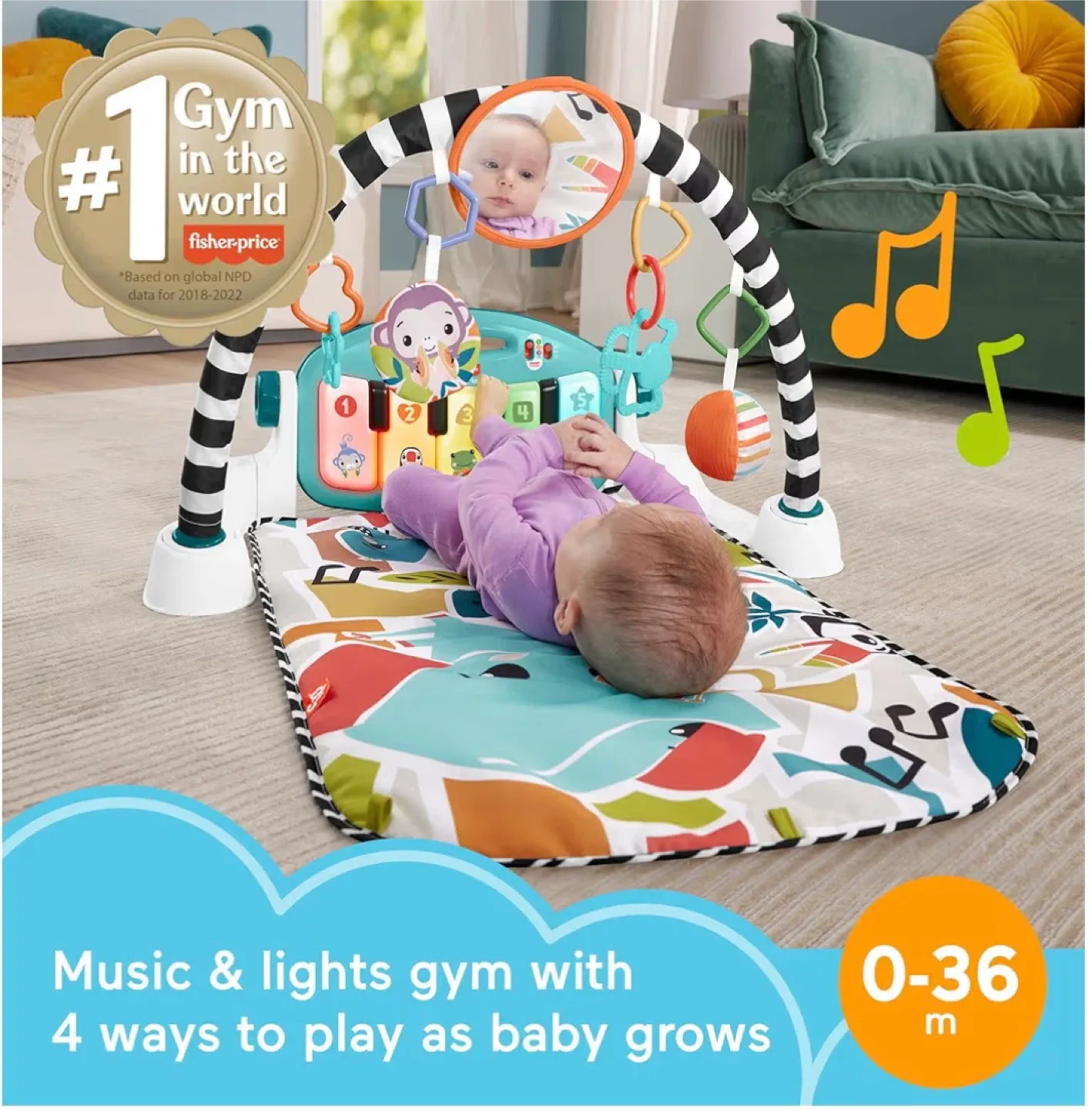 Fisher-Price Deluxe Kick & Play Piano Gym image indicator(8)