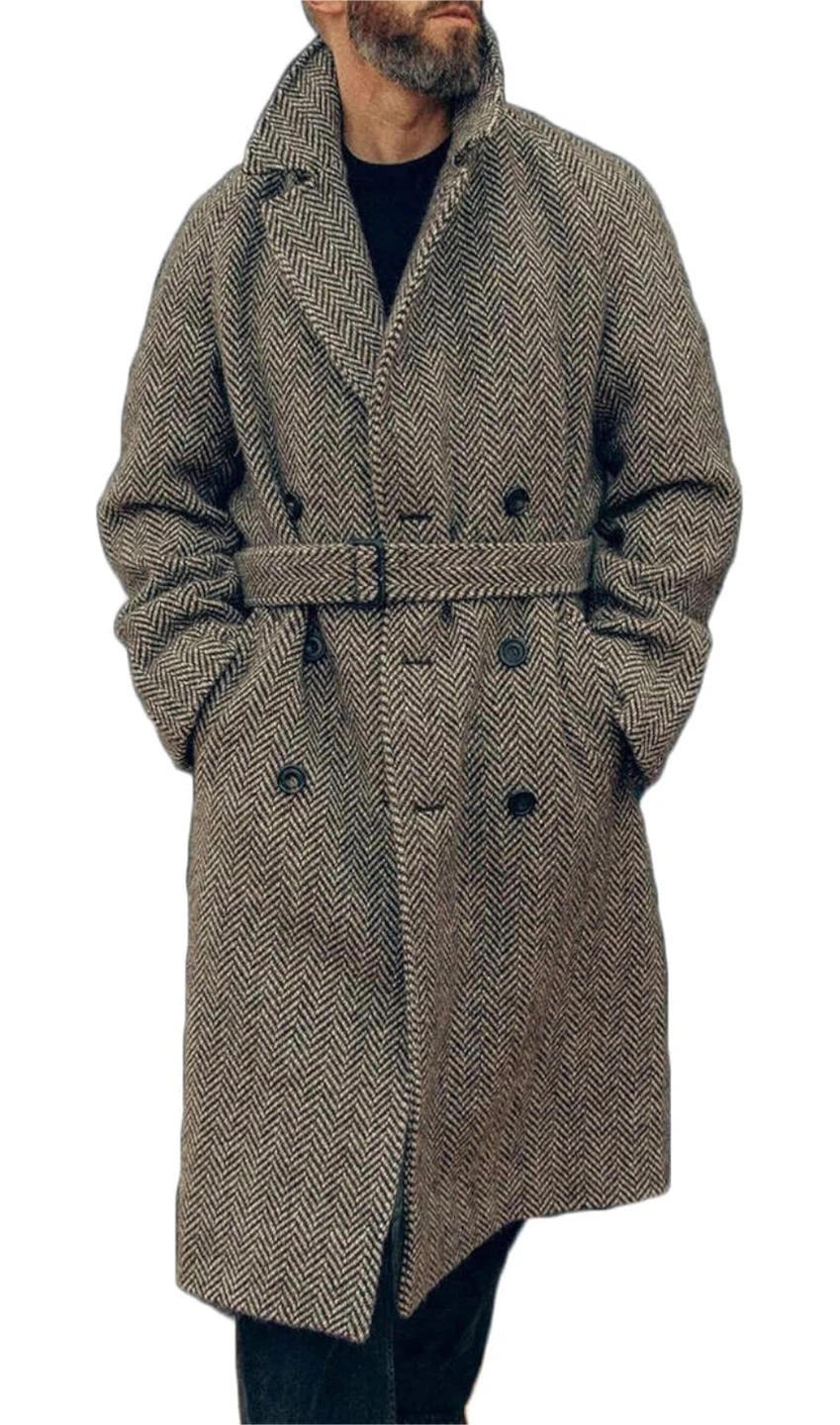 Men's Herringbone Wool Trench -  Large - photo 2