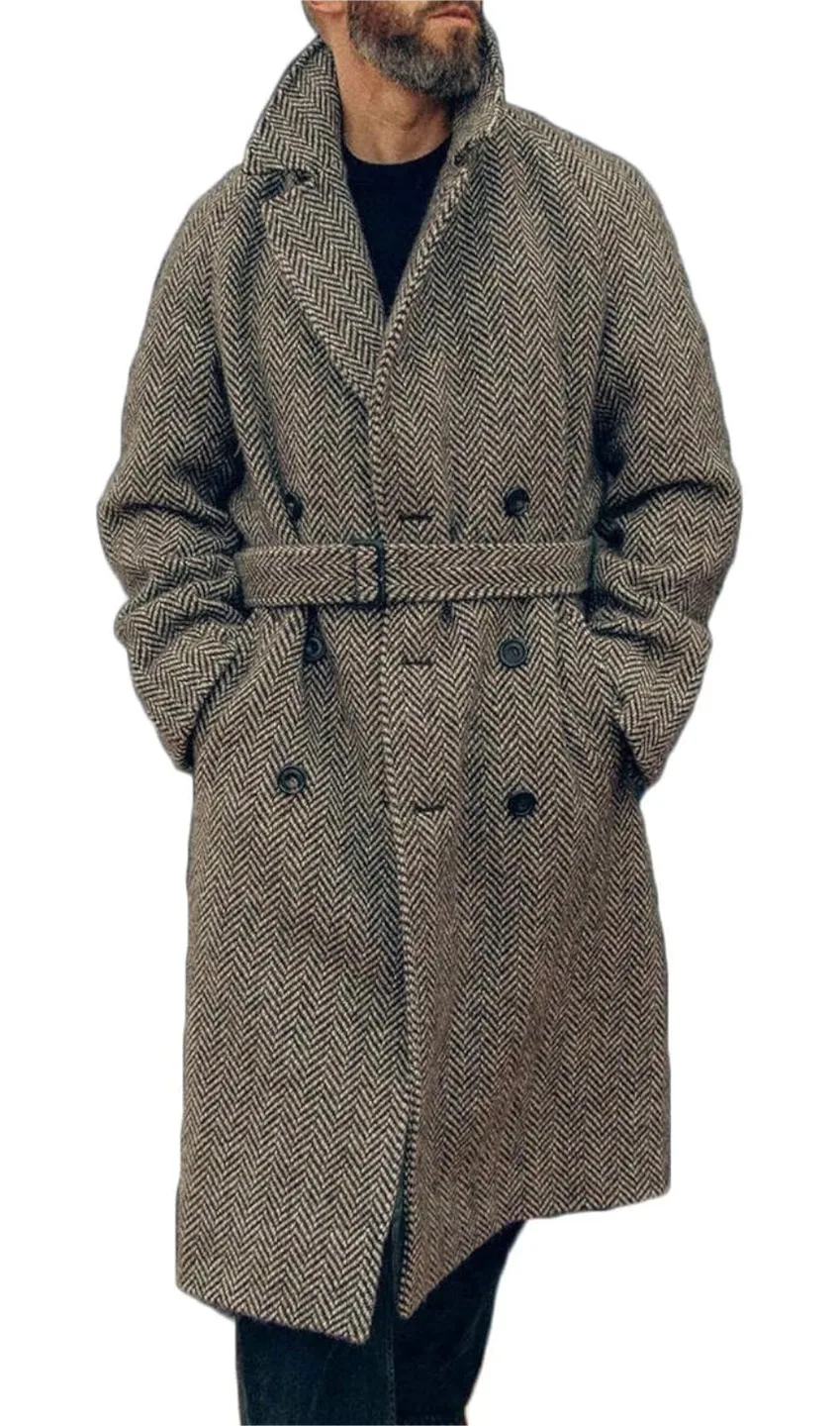 Men's Herringbone Wool Trench -  Large image indicator(2)