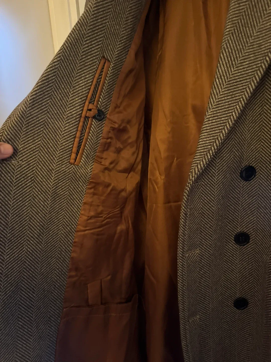 Men's Herringbone Wool Trench -  Large image indicator(6)