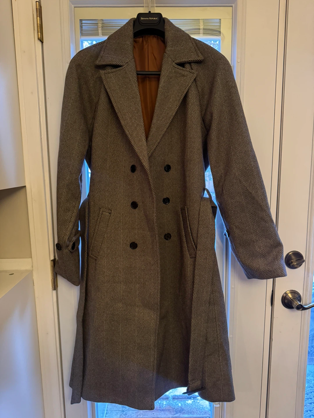 Men's Herringbone Wool Trench -  Large - photo 5