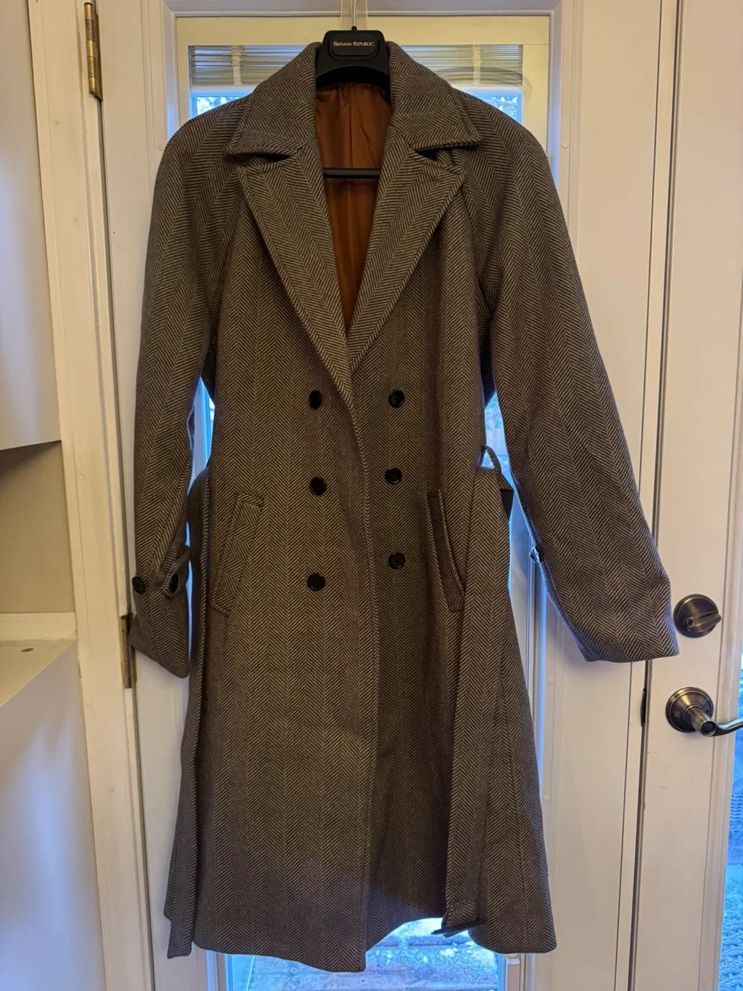 Men's Herringbone Wool Trench -  Large image indicator(5)