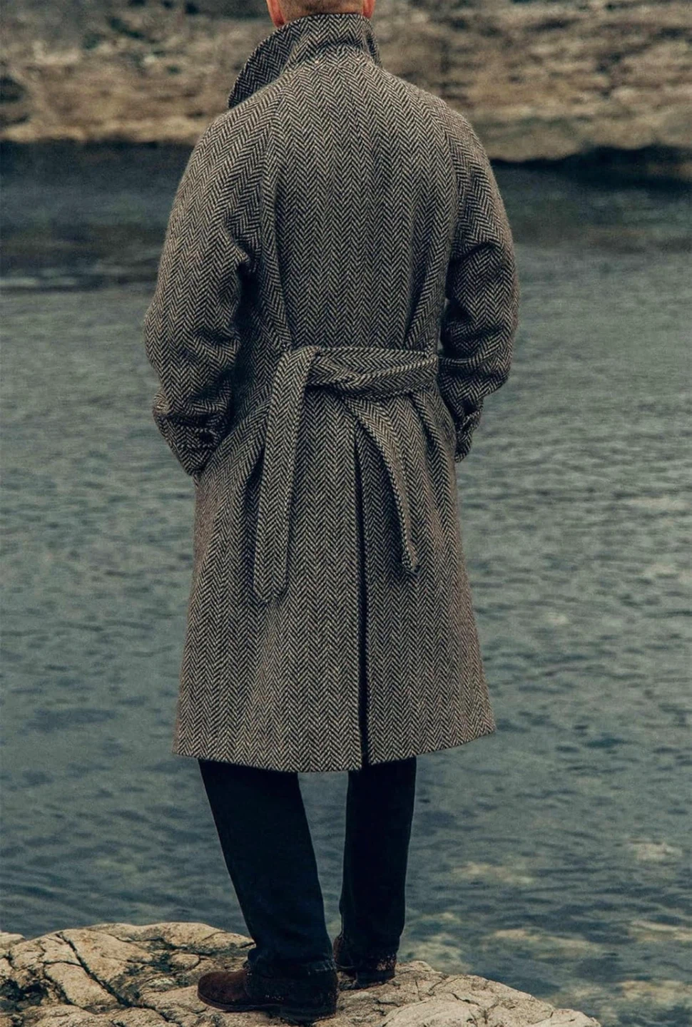 Men's Herringbone Wool Trench -  Large - photo 3