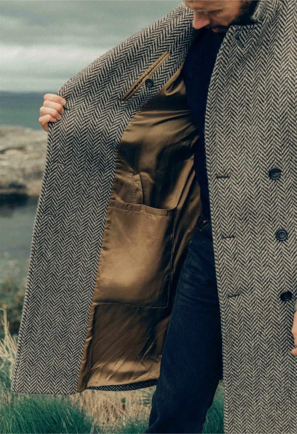 Men's Herringbone Wool Trench -  Large - photo 4