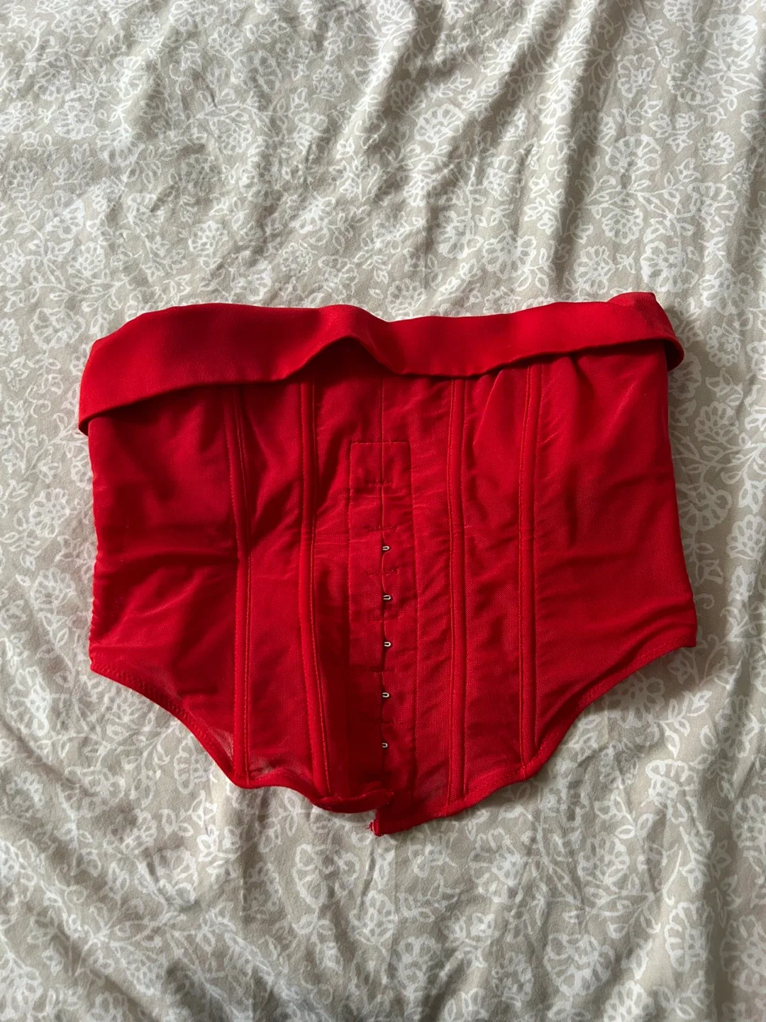 White Fox Red Corset Top - Size M