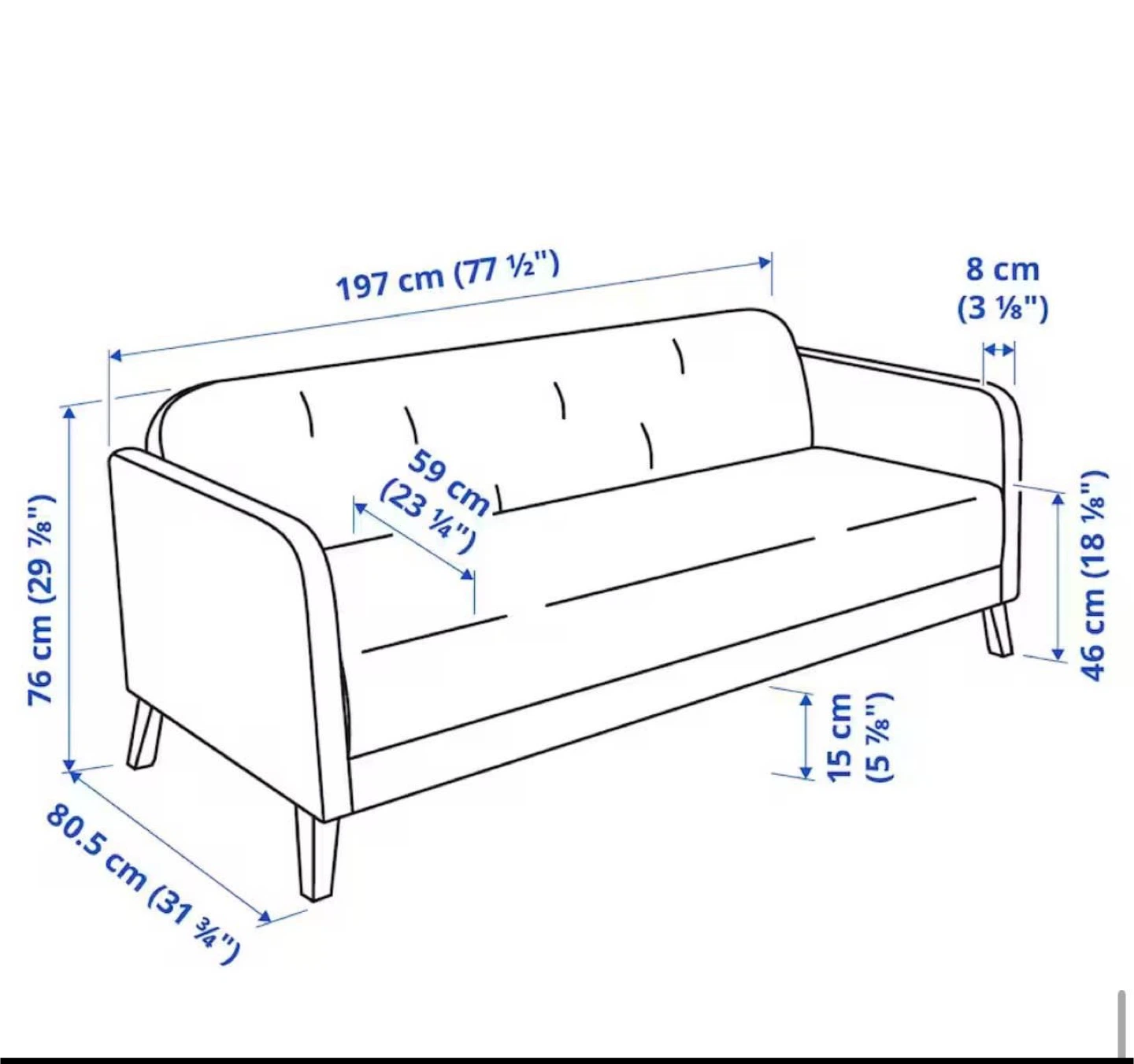 IKEA 3-Seat Sofa - Anthracite/Wood - photo 2