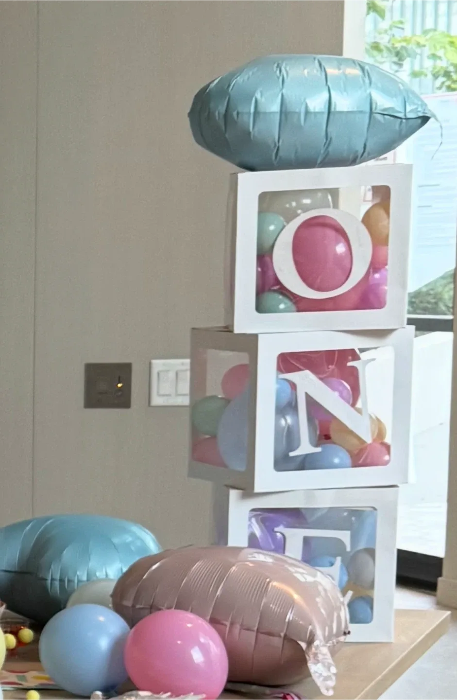 Party decorations and #1 balloon