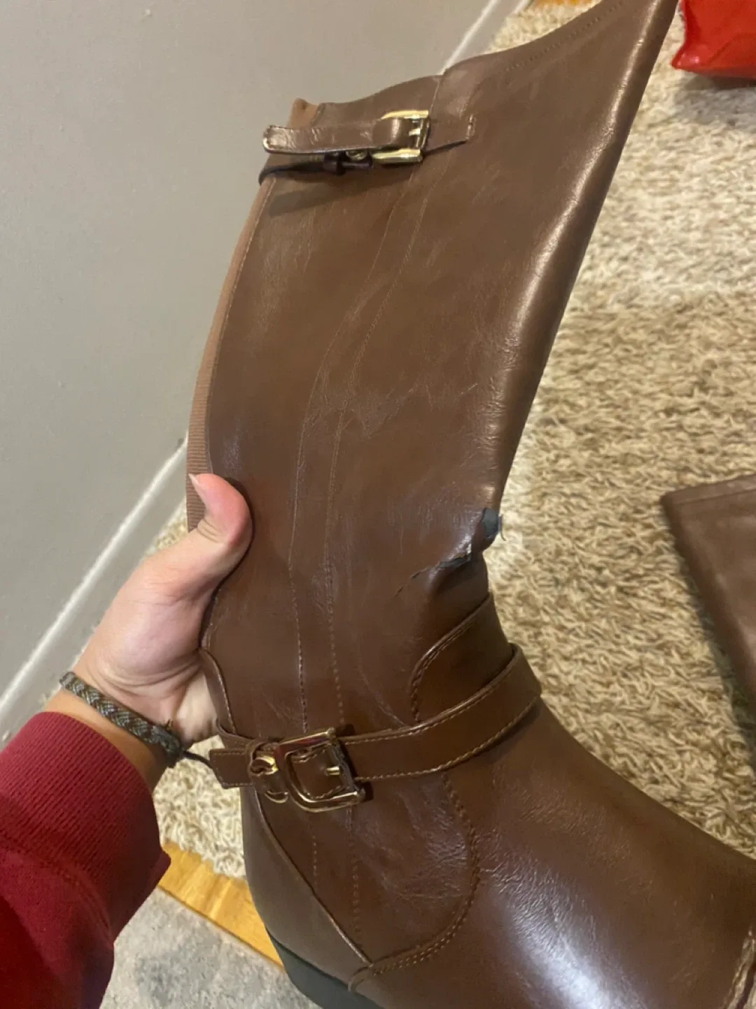 High brown leather boots image indicator(6)