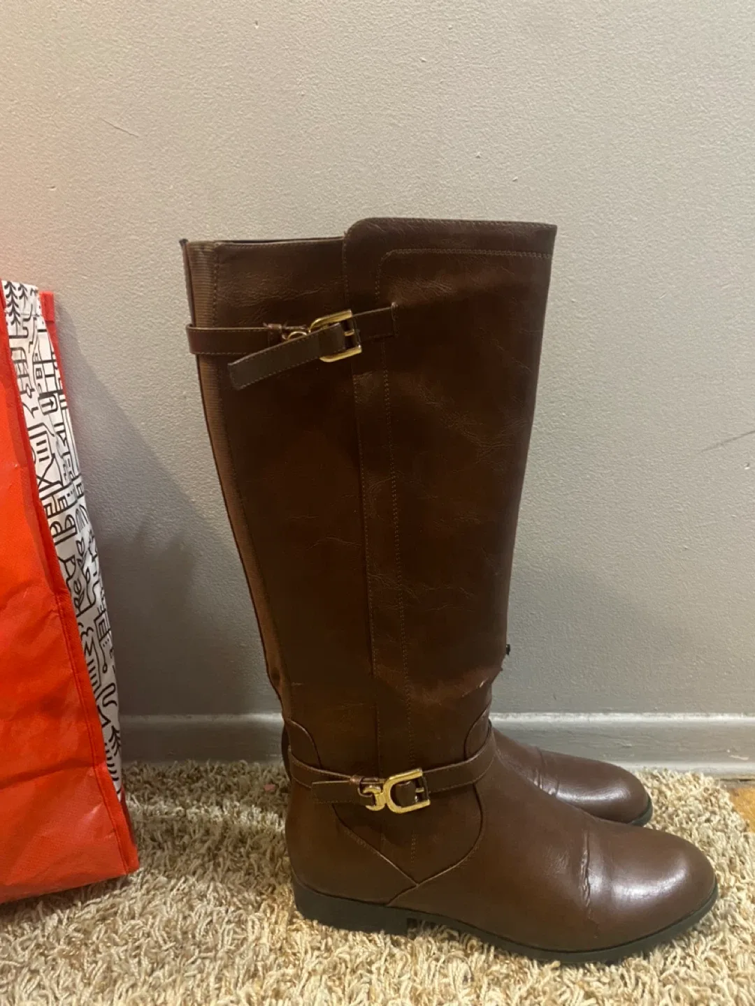 High brown leather boots image indicator(2)