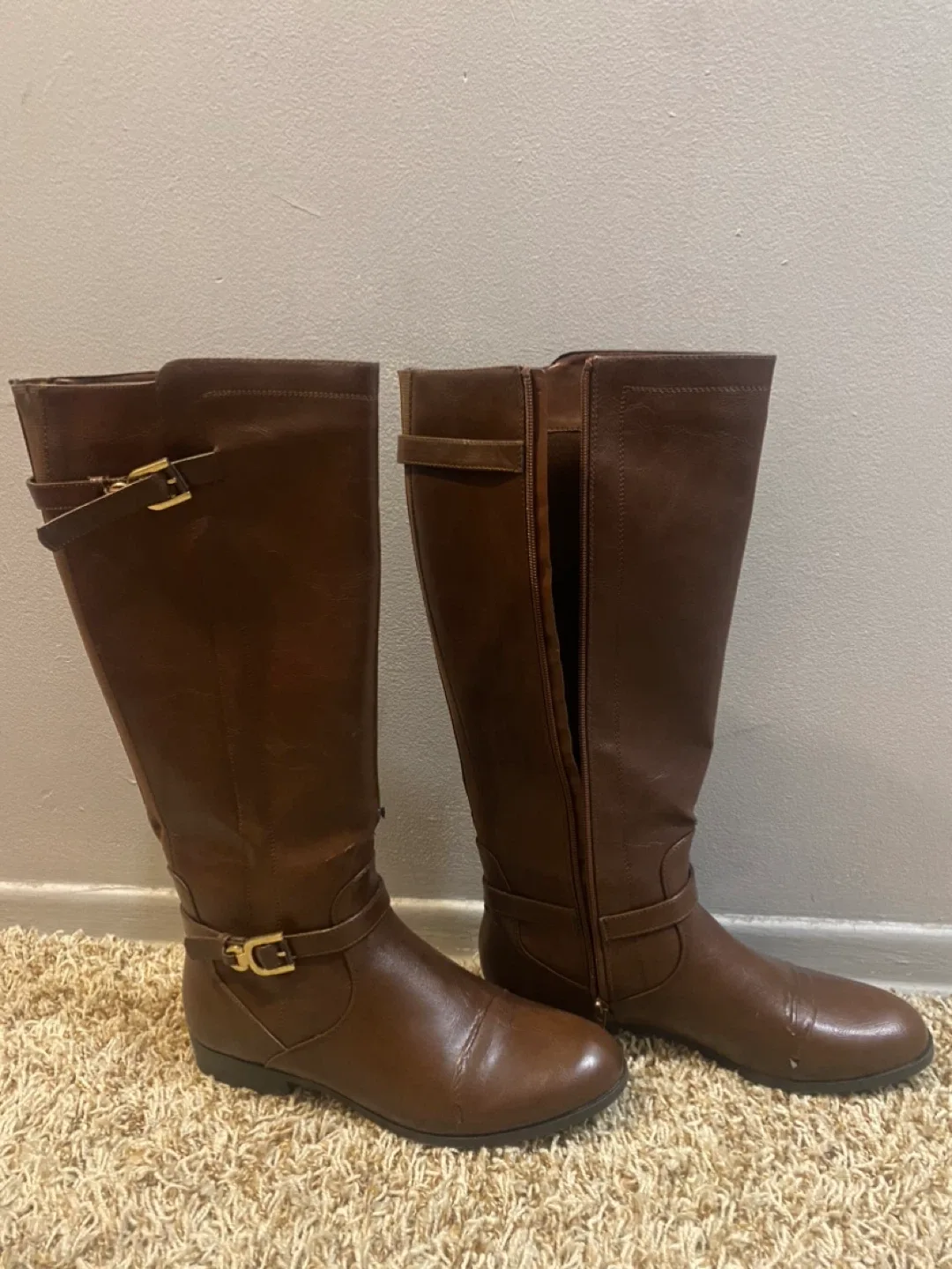 High brown leather boots image indicator(3)