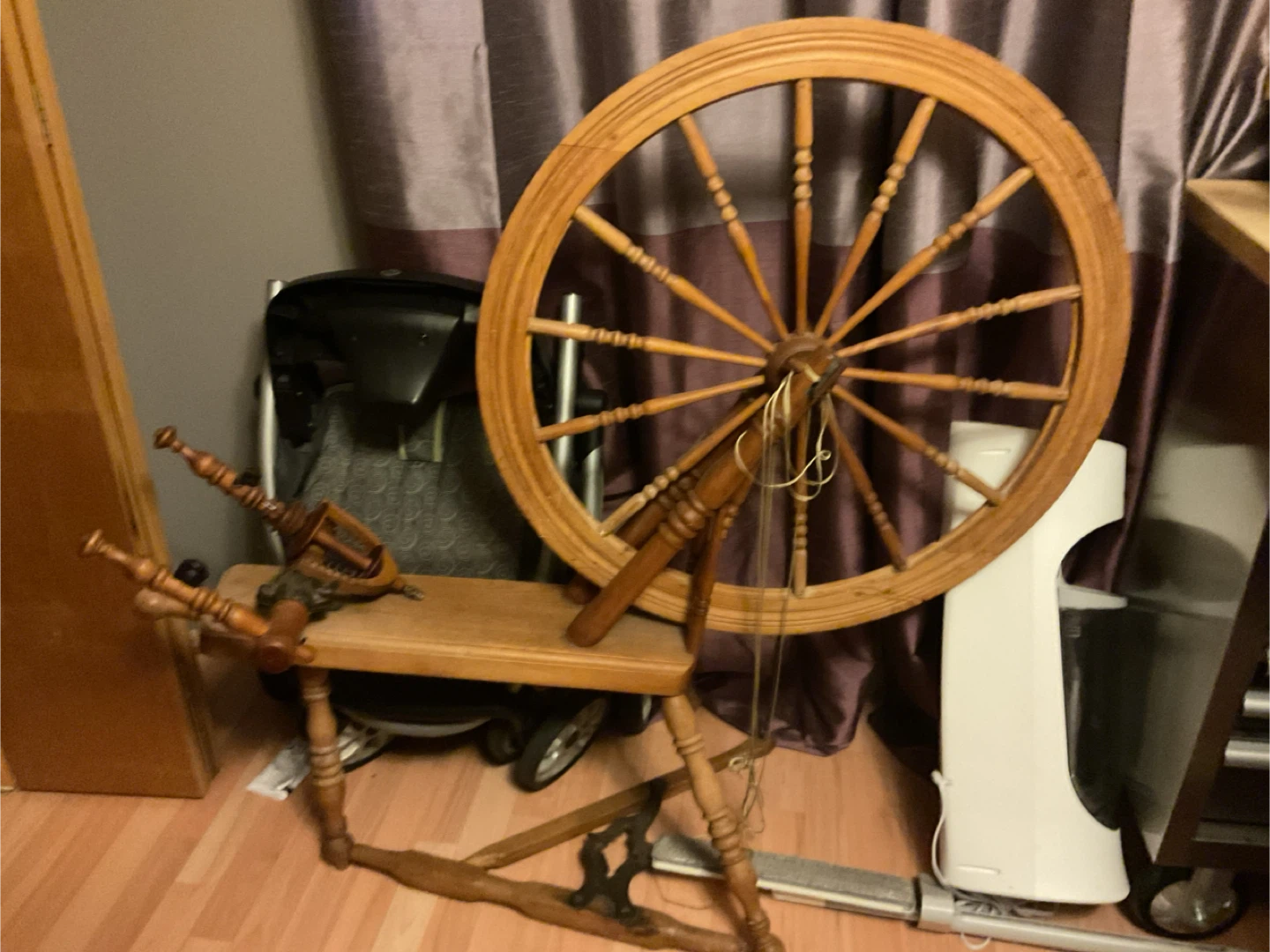 Antique Wooden Spinning Wheel