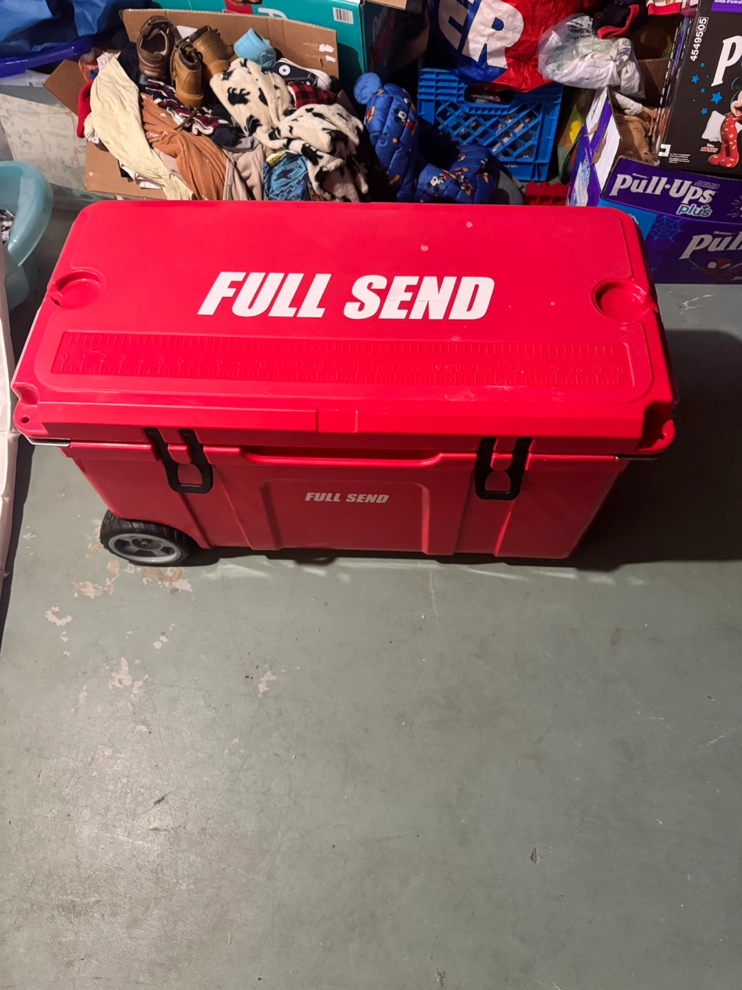 Full Send Red 75L Cooler with Wheels