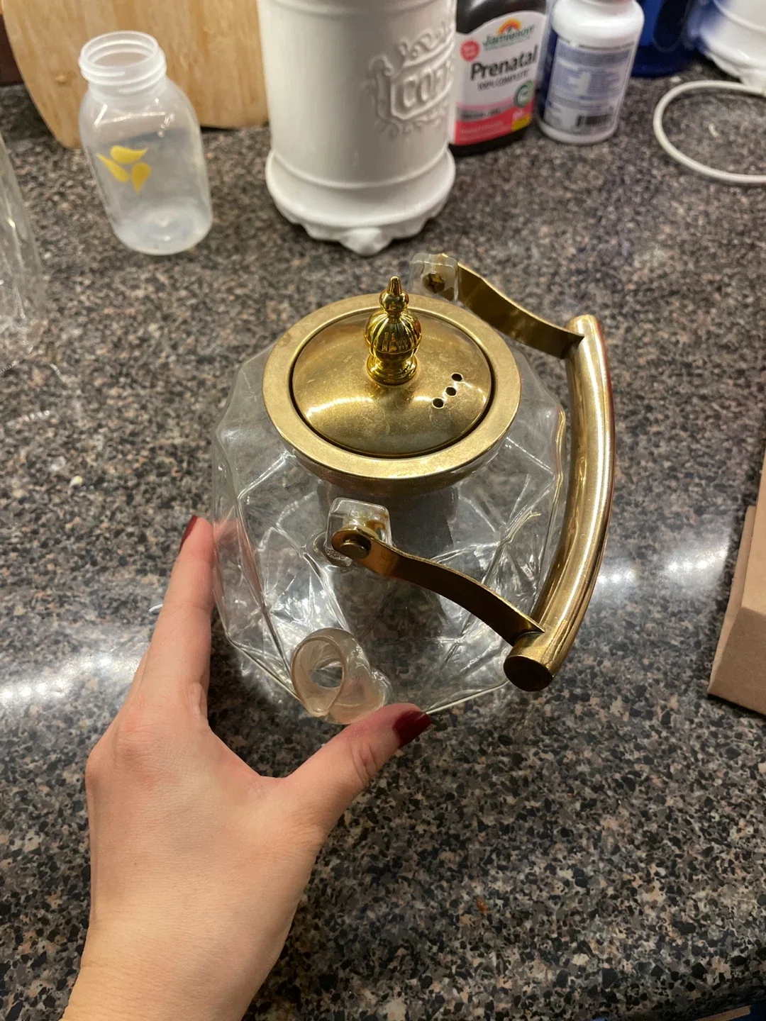 Glass Teapot with Gold Accents image indicator(3)