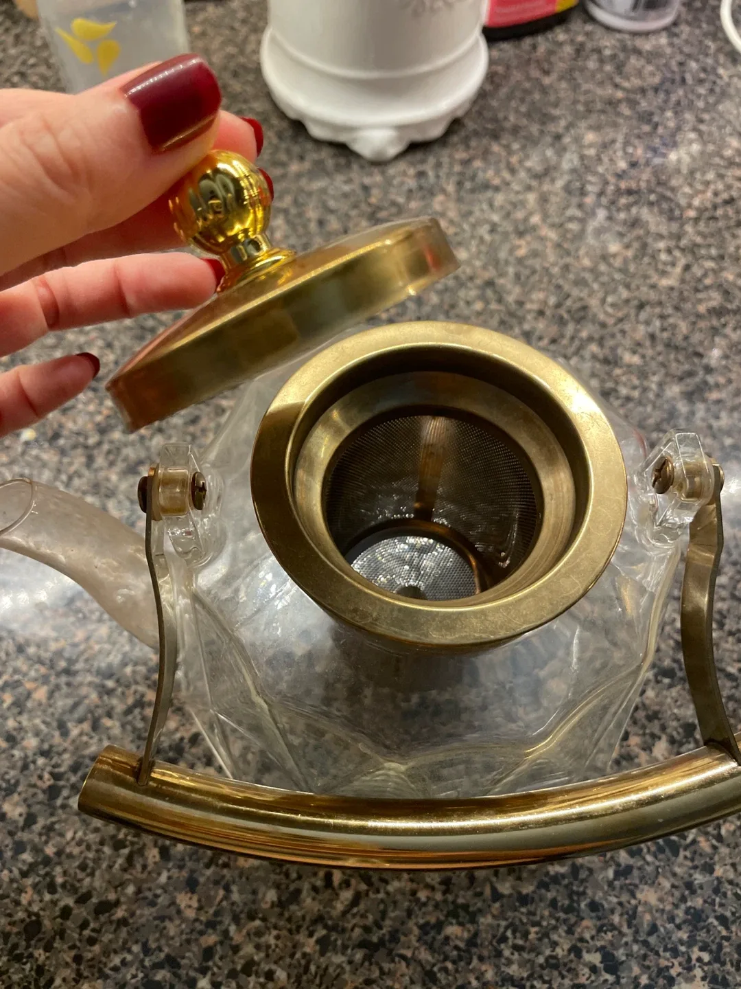 Glass Teapot with Gold Accents image indicator(2)