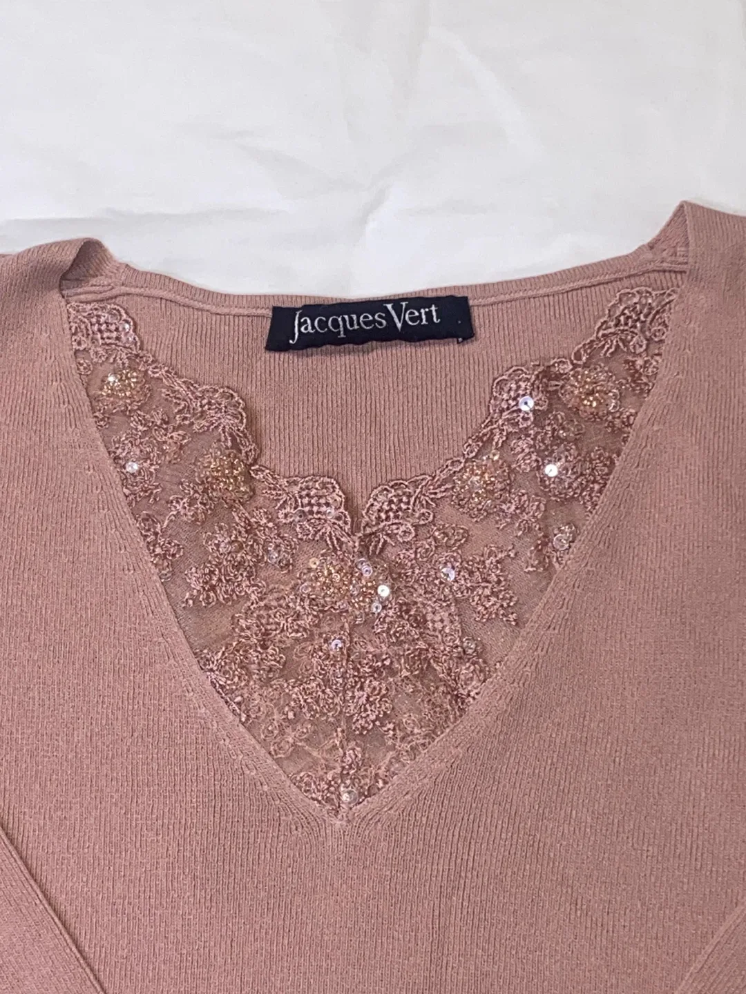 Jacques Vert Peach Embellished Sweater, Size M image indicator(2)